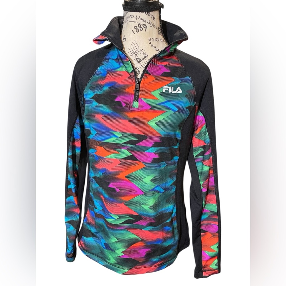 FILA Multicolor Quarter-Zip Pullover Athletic Top Size S